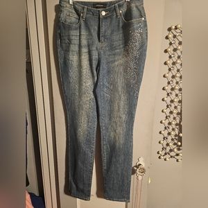 Ashley Stewart stud/rhinestone embellished jeans NWT size 12W